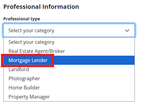 How do I create a Zillow profile as a Lender?