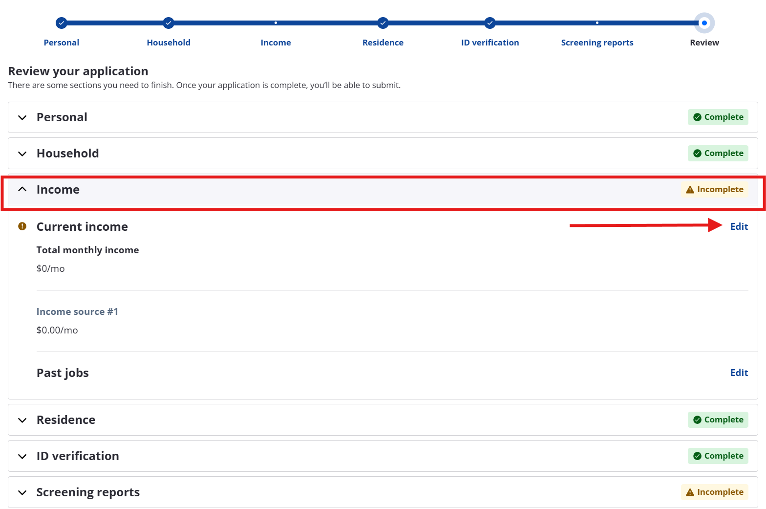 Uploading income verification documents