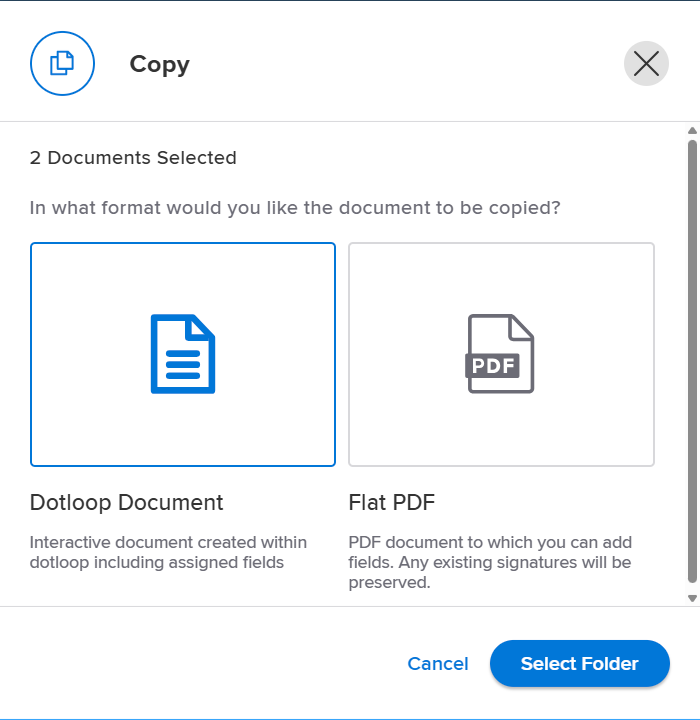 dotloop: Copy documents in 2.0